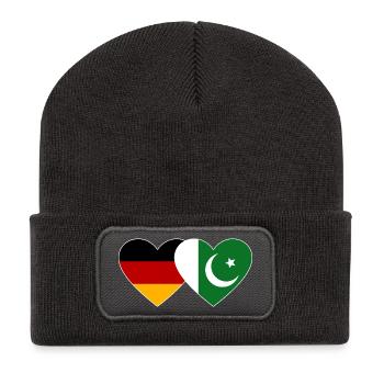 Allemagne Pakistan Drapeau Coeur - Beanie recyclé à patch - charbon - Devant