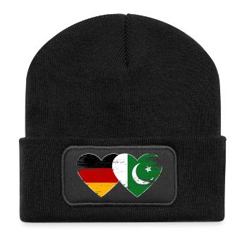 Allemagne Pakistan drapeau coeur utilisé - Beanie recyclé à patch - noir - Devant