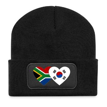 Afrique du Sud Drapeau de la Corée du Sud Coeur - Beanie recyclé à patch - noir - Devant