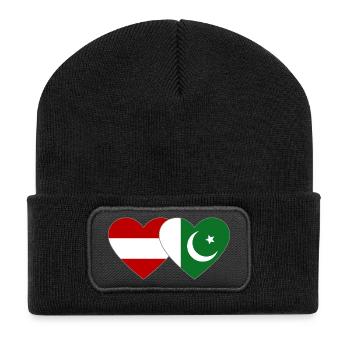 Autriche Pakistan Drapeau Coeur - Beanie recyclé à patch - noir - Devant