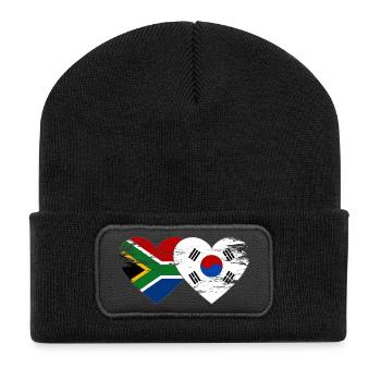 Afrique du Sud Drapeau de la Corée du Sud Coeur - Beanie recyclé à patch - noir - Devant