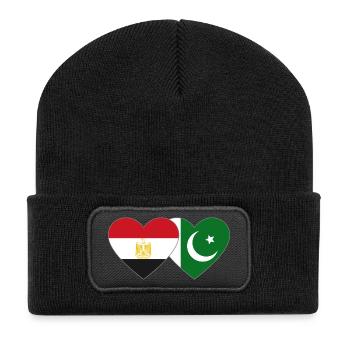 Égypte Pakistan Drapeau Coeur - Beanie recyclé à patch - noir - Devant