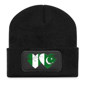 Nigeria Pakistan Drapeau Coeur - Beanie recyclé à patch - noir - Devant