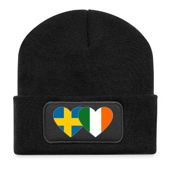 Suède Irlande Drapeau Coeur - Beanie recyclé à patch - noir - Devant