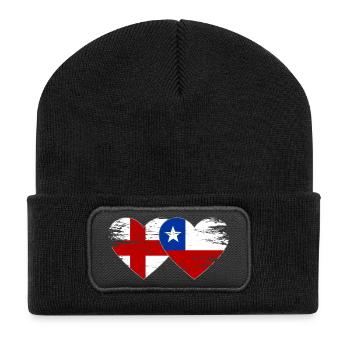 Angleterre Drapeau du Chili coeur utilisé - Beanie recyclé à patch - noir - Devant