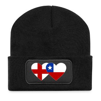 Schweden Chile Flagge Herz - Recycelte Patch Beanie - Schwarz - Vorne