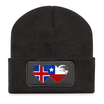 Iceland Chile flag heart used - Recycled Patch Beanie - dark grey - Front