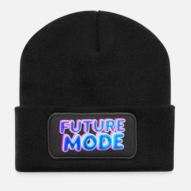 Future Mode Neon Licht - Recycelte Patch Beanie - Schwarz