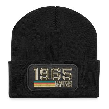 1965 Vintage Retro Birthday Gift - Recycled Patch Beanie - black - Front
