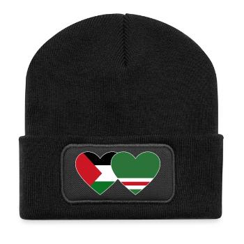 Palästina Tschetschenien Flagge Herz - Recycelte Patch Beanie - Schwarz - Vorne