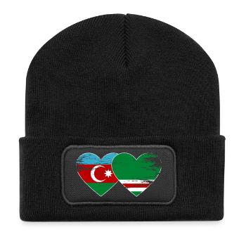 Aserbaidschan Tschetschenien Flagge Herz used - Recycelte Patch Beanie - Schwarz - Vorne