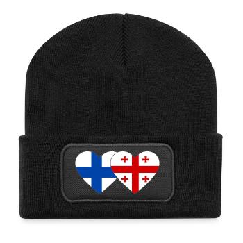 Cœur du drapeau de la Finlande Géorgie - Beanie recyclé à patch - noir - Devant