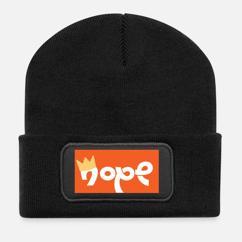 Nope Kranz Fröhliches Logo - Recycelte Patch Beanie - Schwarz