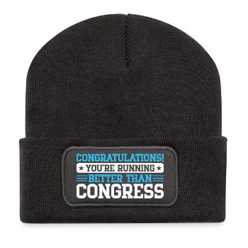 Marathon Runner Running Better Than Congress - Recycled Patch Beanie - dark grey - Front
