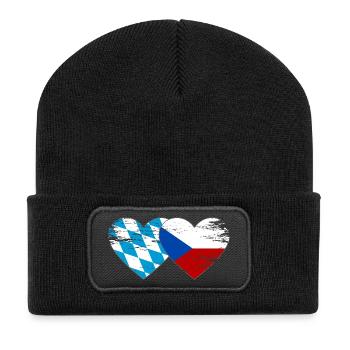 Bavaria Czech Republic Flag Heart - Recycled Patch Beanie - black - Front