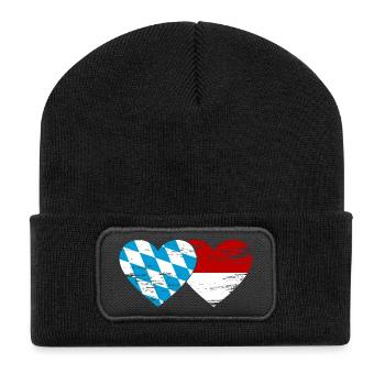 Bavaria Indonesia Flag Heart Used - Recycled Patch Beanie - black - Front