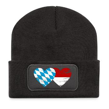 Bayern Monaco Flagge Herz used - Recycelte Patch Beanie - Dunkelgrau - Vorne