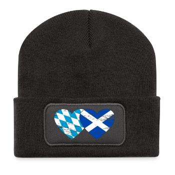 Bavaria Scotland flag heart used - Recycled Patch Beanie - dark grey - Front