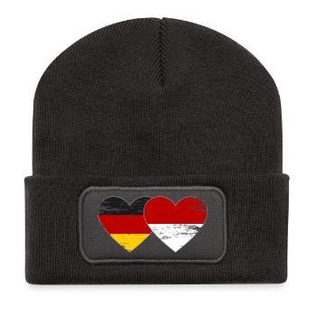 Allemagne Monaco Drapeau Coeur - Beanie recyclé à patch - charbon - Devant