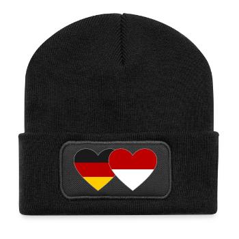 Allemagne Monaco Drapeau Coeur - Beanie recyclé à patch - noir - Devant