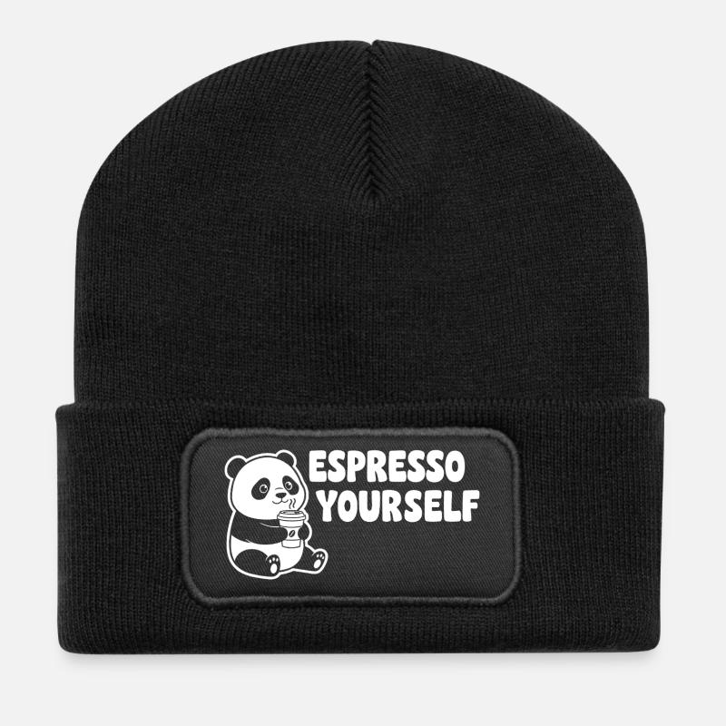 Panda Espresso Yourself Motif - Beanie recyclé à patch - noir