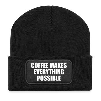 Coffee makes everything possible Typo statement - Recycled Patch Beanie - black - Front