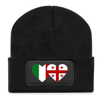 Drapeau du cœur de l’Italie et de la Géorgie - Beanie recyclé à patch - noir - Devant
