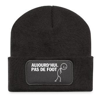 Aujourd'hui Pas de Foot - Beanie recyclé à patch - charbon - Devant