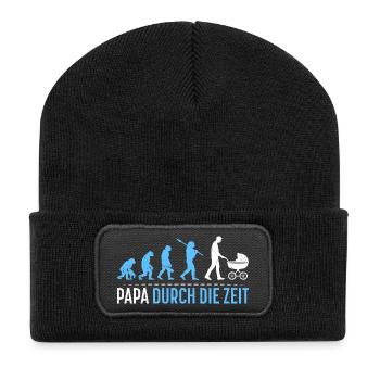 Father-to-be DADDY THROUGH TIME Funny - Recycled Patch Beanie - black - Front