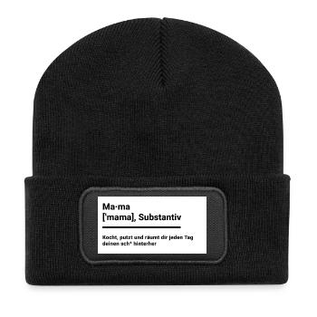 Mama wie im duden witziges Shirt als Geschenk - Recycelte Patch Beanie - Schwarz - Vorne