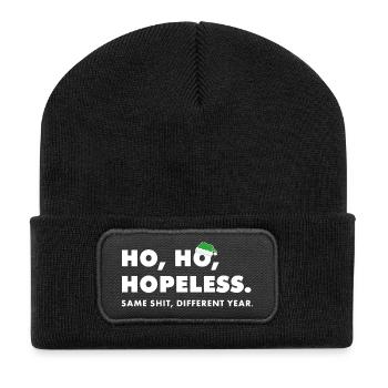 Ho ho hopeless: Anti-Christmas Saying - Recycled Patch Beanie - black - Front