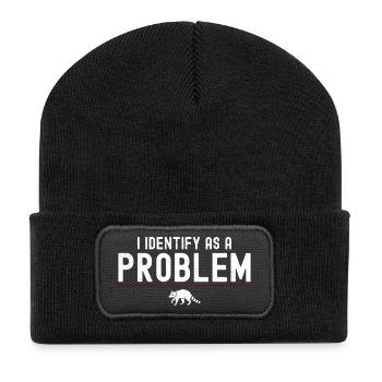 I Identify As A Problem - Sarcastic Funny Racoon - Recycled Patch Beanie - black - Front