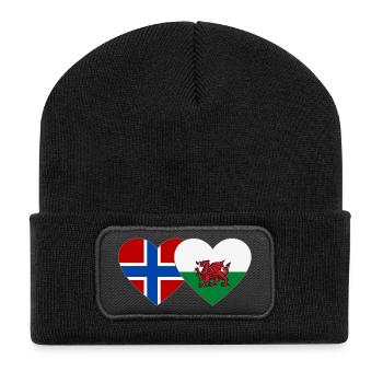 Cœur du drapeau du Pays de Galles de Norvège - Beanie recyclé à patch - noir - Devant