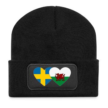Cœur du drapeau Suède du Pays de Galles - Beanie recyclé à patch - noir - Devant