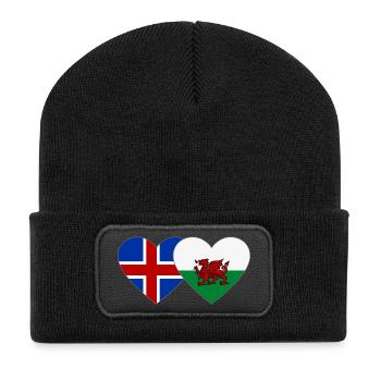 Iceland Wales Flag Heart - Recycled Patch Beanie - black - Front