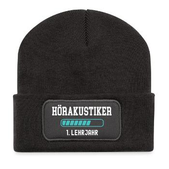 Hearing aid acoustician training 1 year of apprenticeship 1st year of work - Recycled Patch Beanie - dark grey - Front
