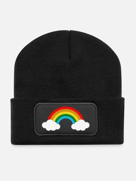 Arc-en-ciel - Beanie recyclé à patch - noir