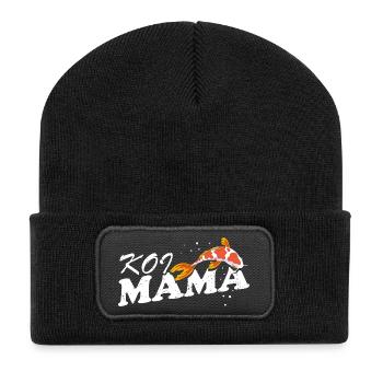Koi Mama Proud Funny Fish Mom Pond Life - Recycled Patch Beanie - black - Front