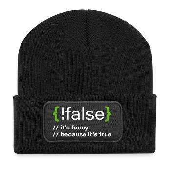 false – Un programmeur drôle dit - Beanie recyclé à patch - noir - Devant