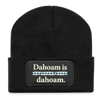 Dahoam is dahoam – Bayerischer Heimat Spruch - Recycelte Patch Beanie - Schwarz - Vorne