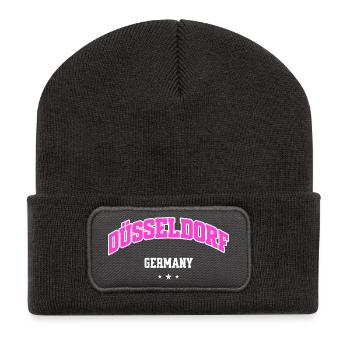 Arc Flair Pink de la ville de Düsseldorf - Beanie recyclé à patch - charbon - Devant
