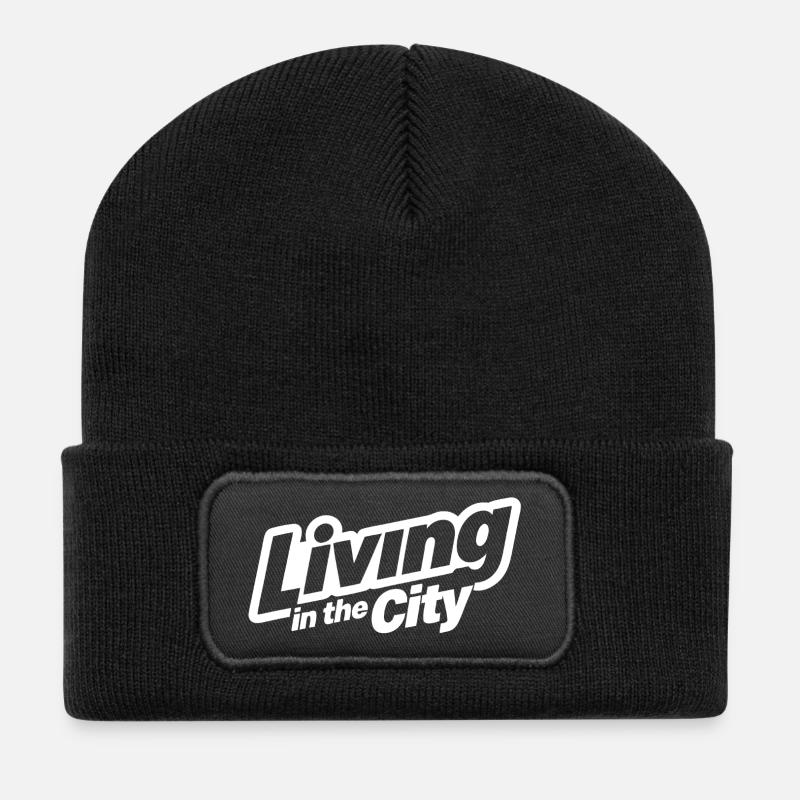 Vivre en ville : typographie urbaine - Beanie recyclé à patch - noir