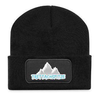 Trettachspitze als Berg - Recycelte Patch Beanie - Schwarz - Vorne