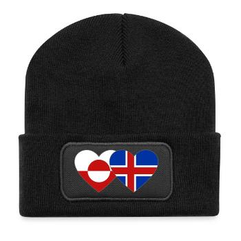 Drapeau du Groenland Danemark Cœur - Beanie recyclé à patch - noir - Devant