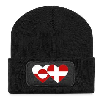 Drapeau du Groenland Danemark Cœur - Beanie recyclé à patch - noir - Devant