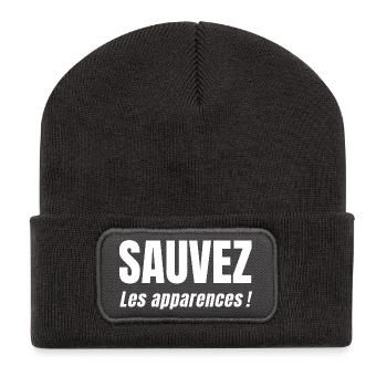 SAUVEZ LES APPARENCES ! - Beanie recyclé à patch - charbon - Devant