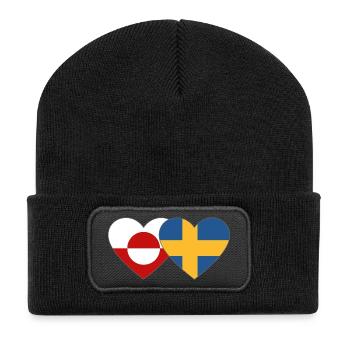 Cœur du drapeau du Groenland Suède - Beanie recyclé à patch - noir - Devant
