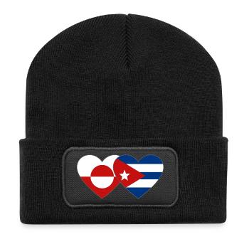 Groenland_Kuba_Flagge_Herz - Beanie recyclé à patch - noir - Devant