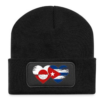 Groenland_Kuba_Flagge_Herz_used - Recycled Patch Beanie - black - Front