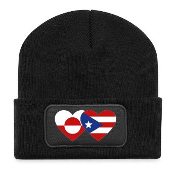 Groenland_Costa_Rica_Flagge_Herz - Recycelte Patch Beanie - Schwarz - Vorne